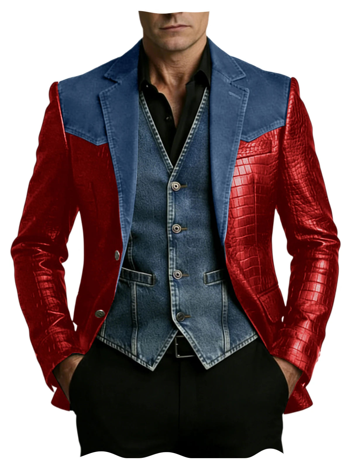 Blazer homme en cuir et polyester – CLEVI Paris