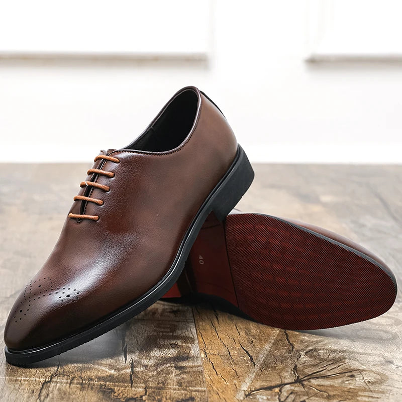 Brogue Homme Semelle Rouge Lacets Bout Rond Business Formel 2 Coloris – CLEVI Paris