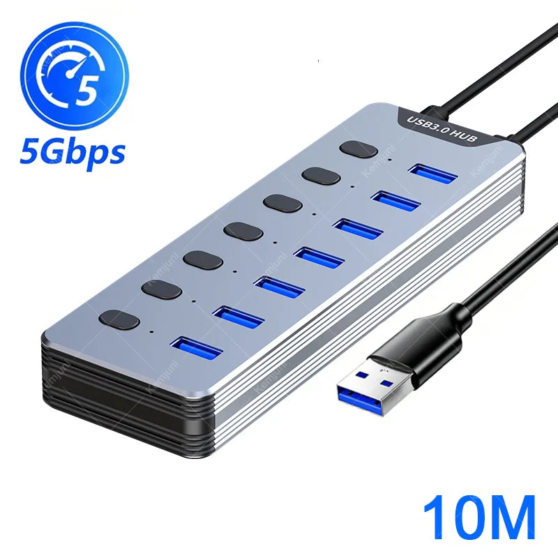 Hub USB 3.2 Gen 2 7 Ports 10Gbps avec Câble – CLEVI Paris