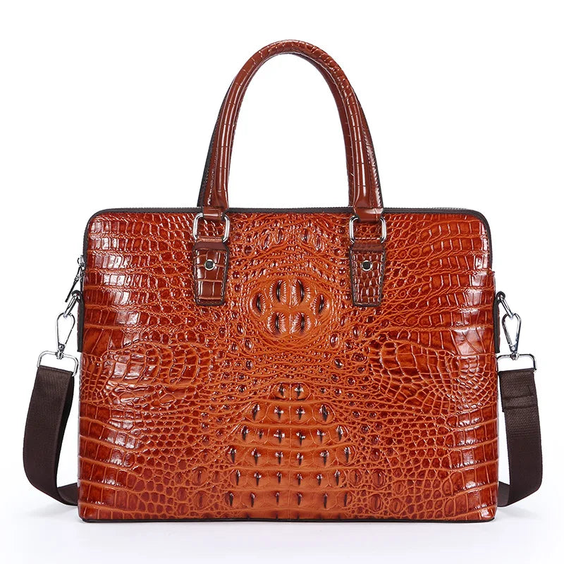 Sacoche Homme PC 14" Cuir PU Motif Crocodile 38x29cm Porte-Documents – CLEVI Paris
