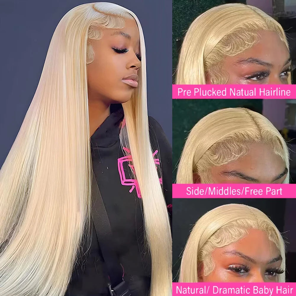 Perruque Lace Front HD Blonde 613 Straight Cheveux Humains Brésiliens 13x4 13x6 180% 200% 16-46 Pouces – CLEVI Paris