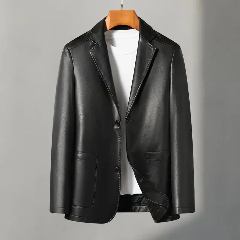Blazer homme aspect cuir à deux boutons – CLEVI Paris