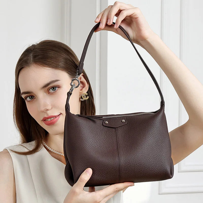 Sac Bandoulière Femme Cuir Véritable Grande Capacité Minimaliste – CLEVI Paris