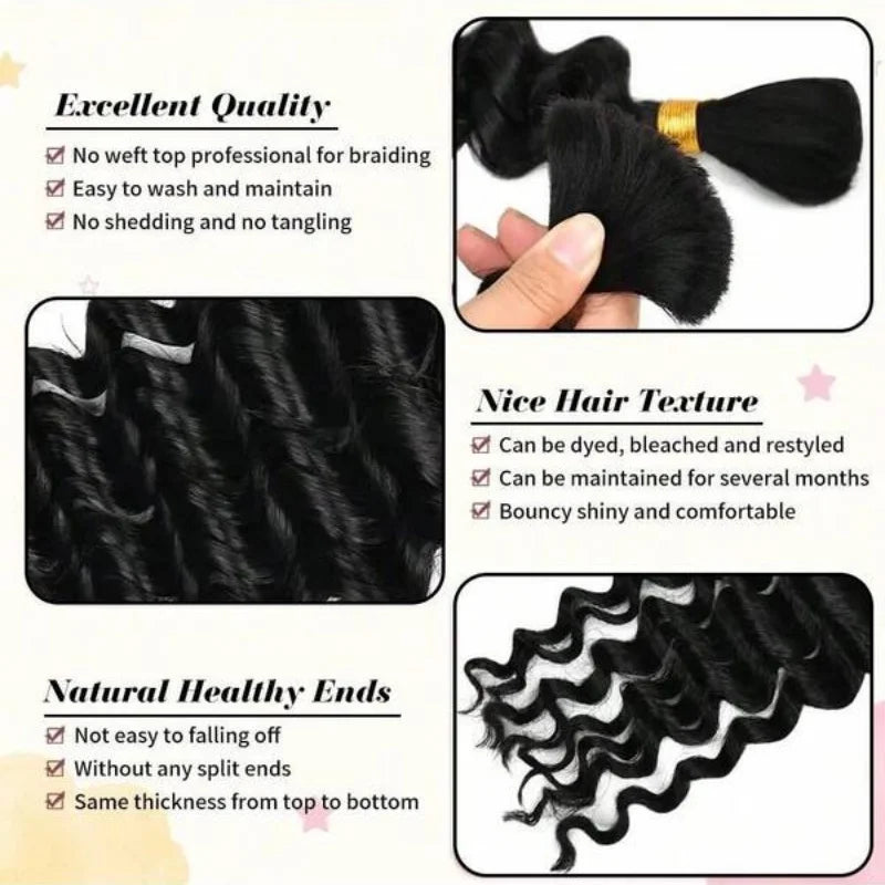 Cheveux Humains Vrac Tressage Deep Wave 2 Bundles – CLEVI Paris