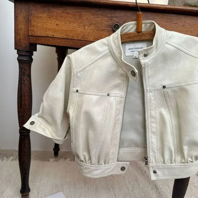 Veste enfant en similicuir zippée – CLEVI Paris