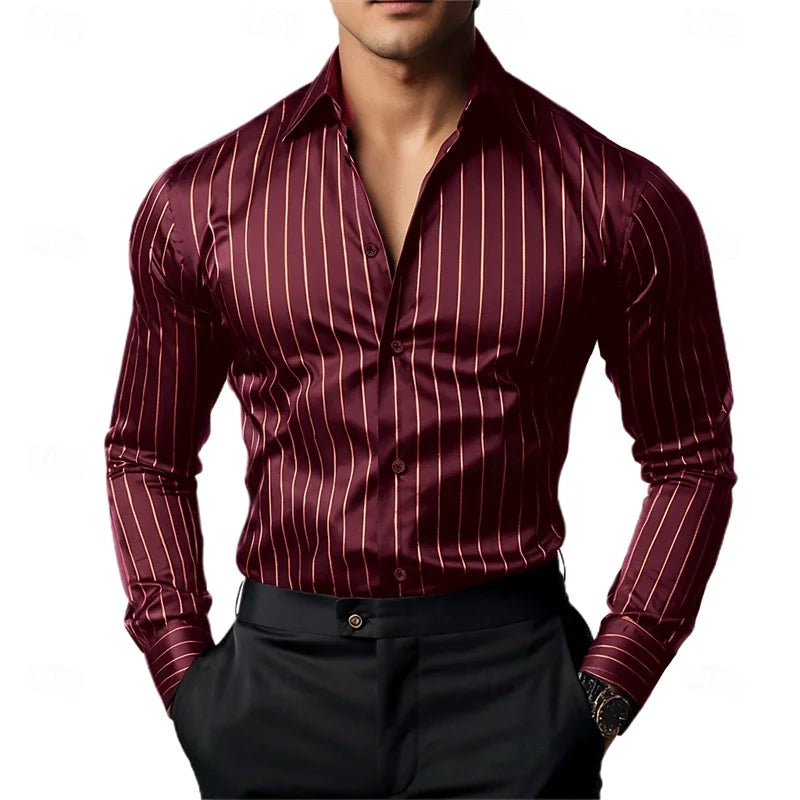 Chemise Homme Rayée à Manches Longues – CLEVI Paris