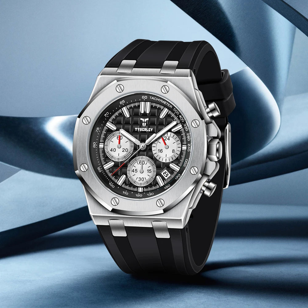 Montre Quartz Chronographe TYBERLEY Homme Silicone Grille – CLEVI Paris