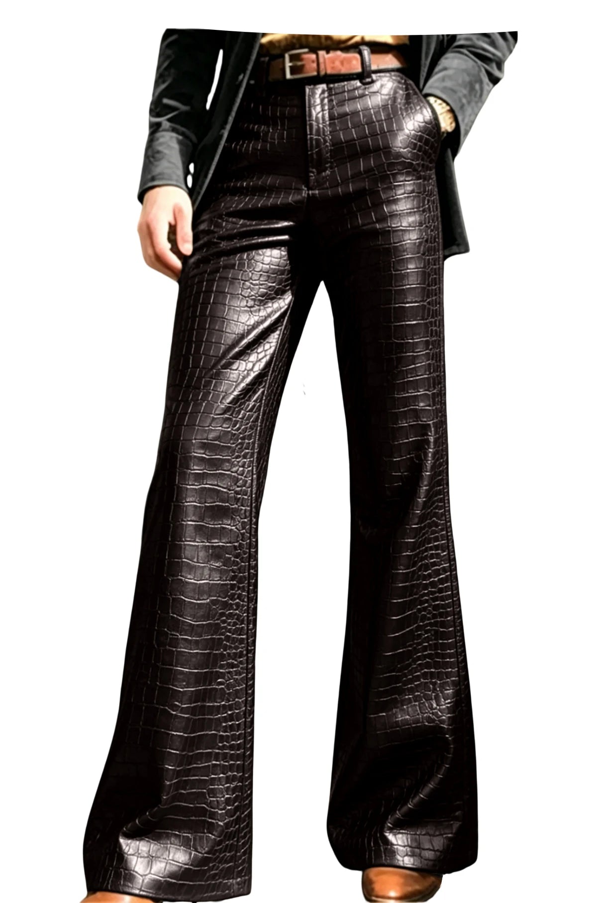 Pantalon évasé effet crocodile homme – CLEVI Paris