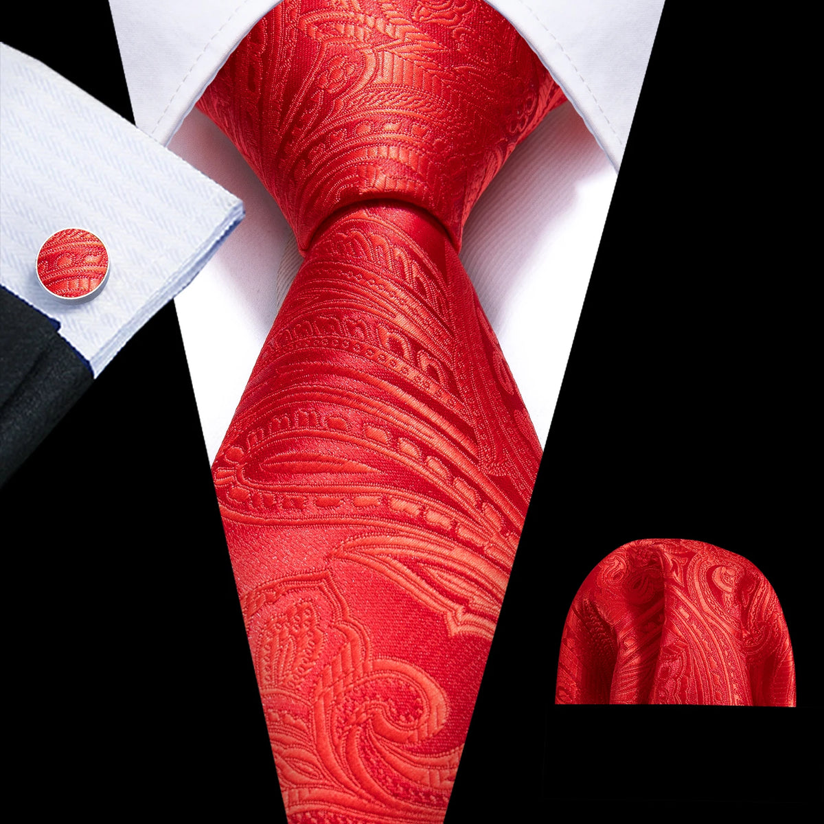 Coffret cravate homme paisley, pochette et boutons – CLEVI Paris