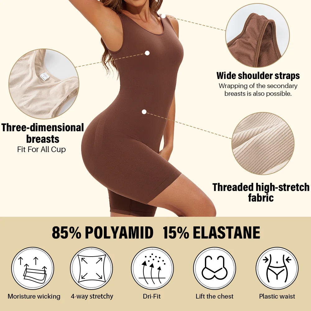 Gaine Gainante Femme Bodysuit Sculptant Sans Couture Contrôle Ferme Bretelles Larges Combinaison Minceur S-XXL – CLEVI Paris