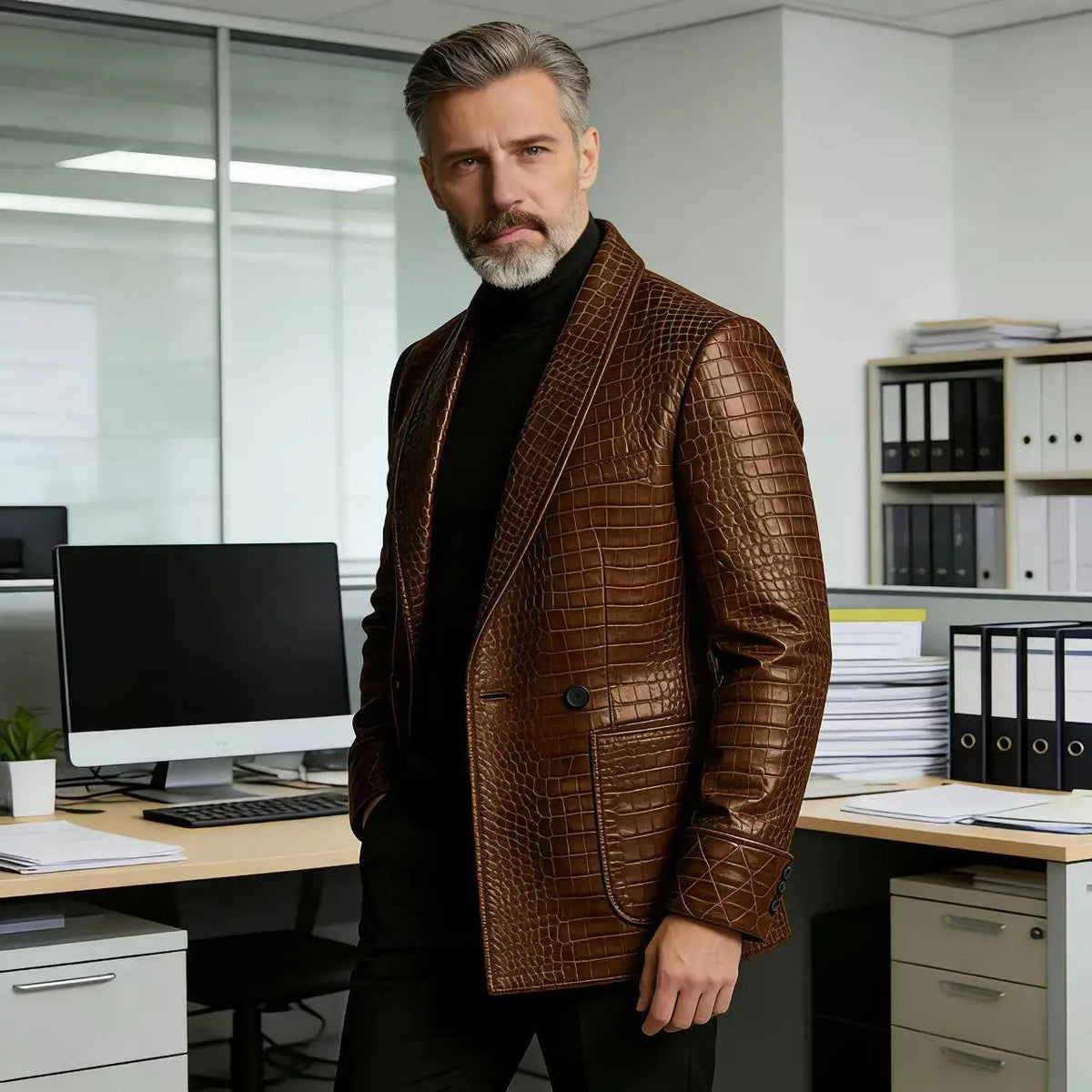 Blazer Homme Effet Croco Double Boutonnage – CLEVI Paris