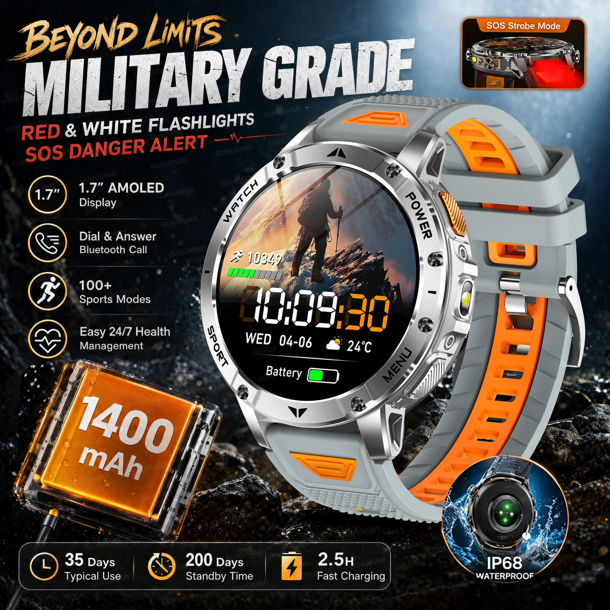 Montre AK112 AMOLED 1,7″ 1400 mAh – CLEVI Paris