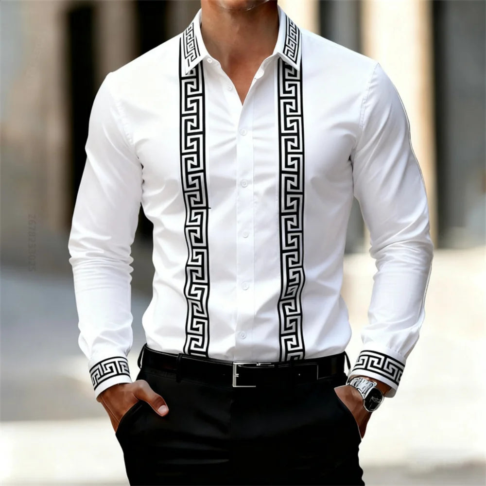 Chemise Imprimée Homme Manches Longues – CLEVI Paris