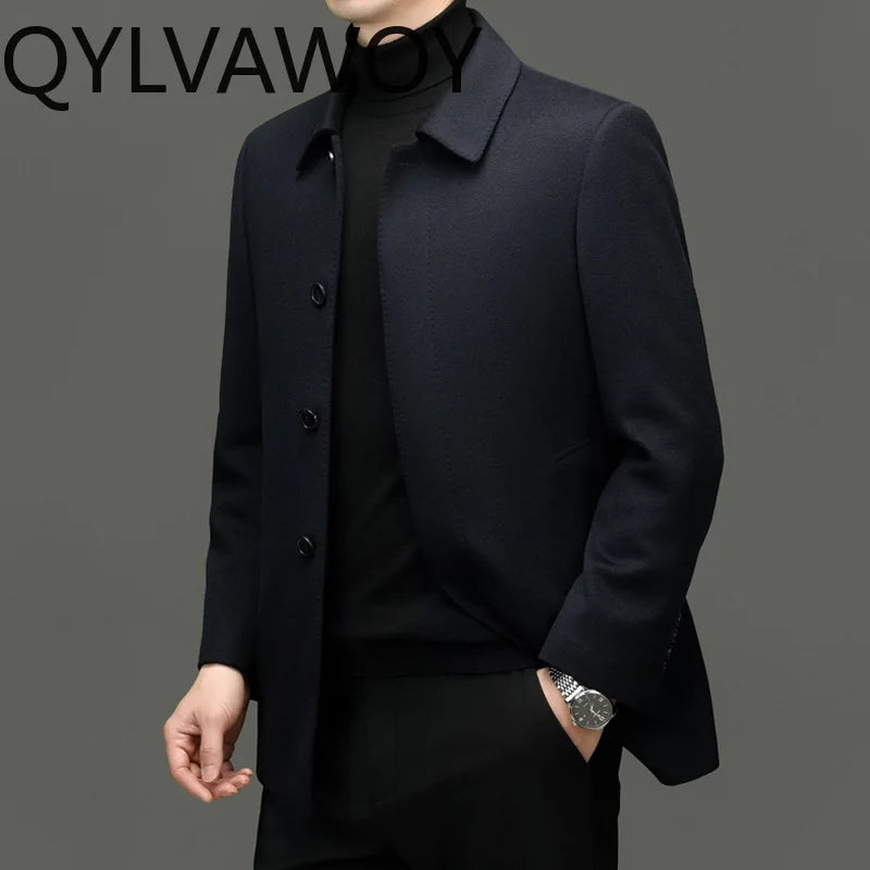 Manteau homme en cachemire bleu marine – CLEVI Paris