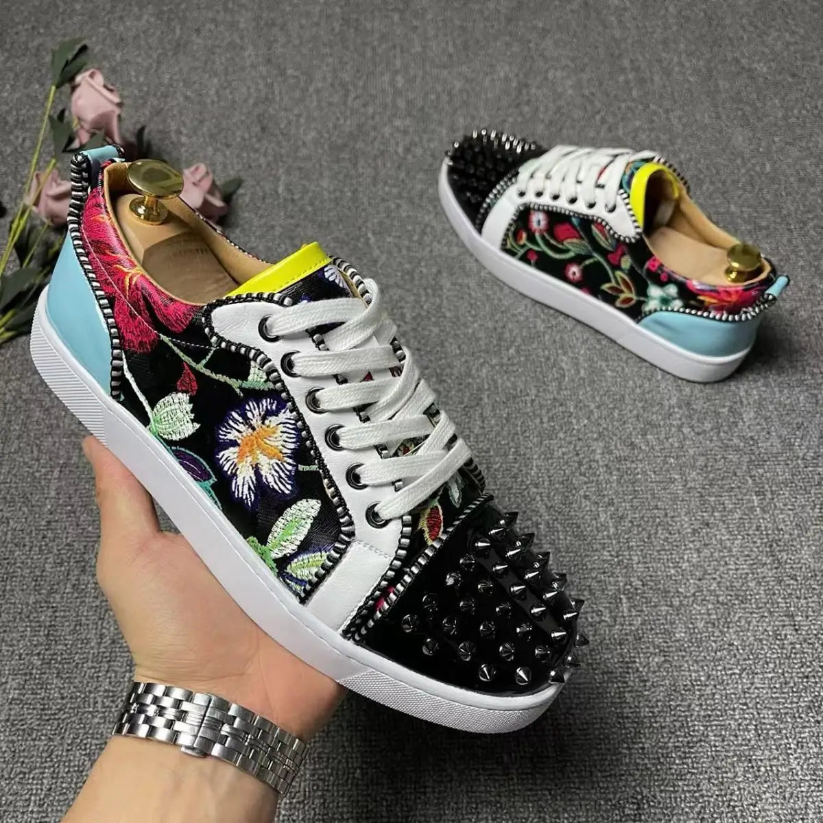 Sneakers Plates Punk Rivets Microfibre Unisexe – CLEVI Paris