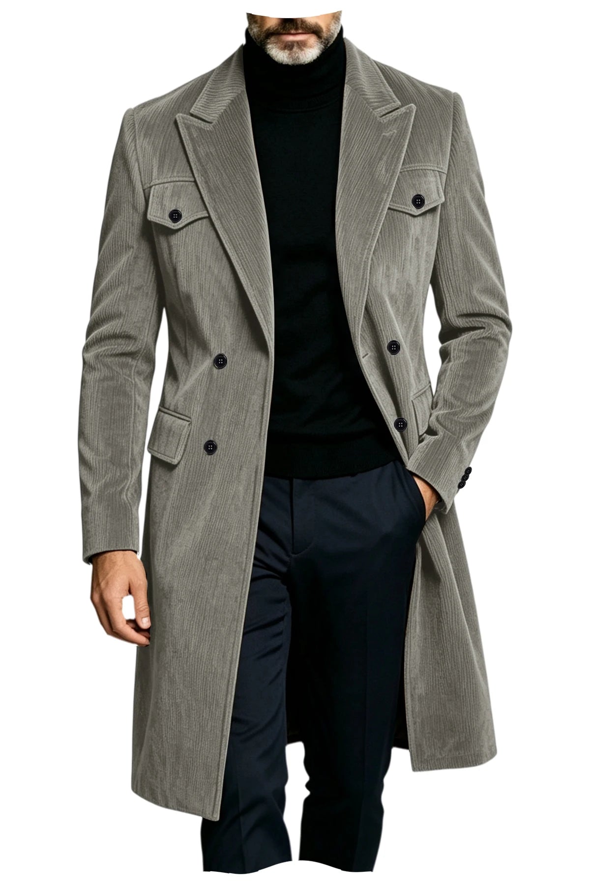 Manteau long homme en velours côtelé – CLEVI Paris