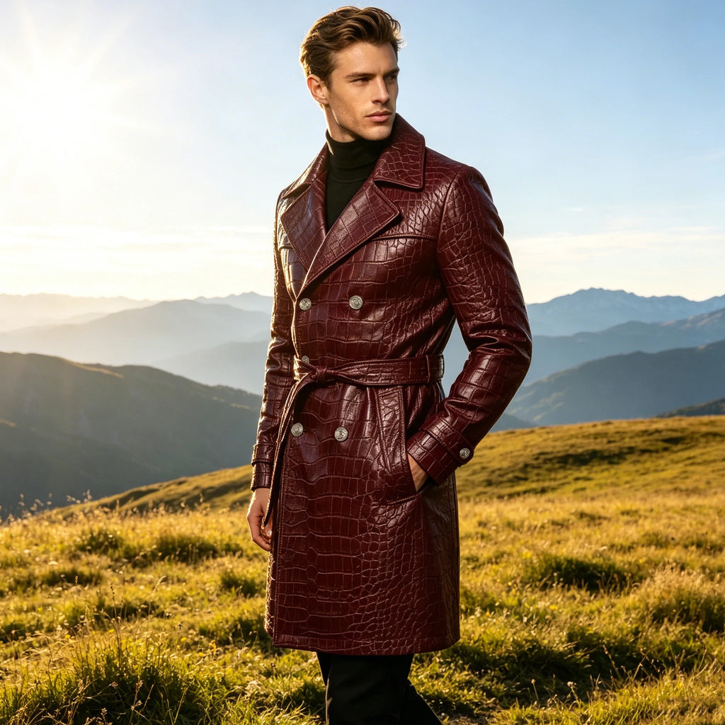 Manteau homme en similicuir effet crocodile – CLEVI Paris