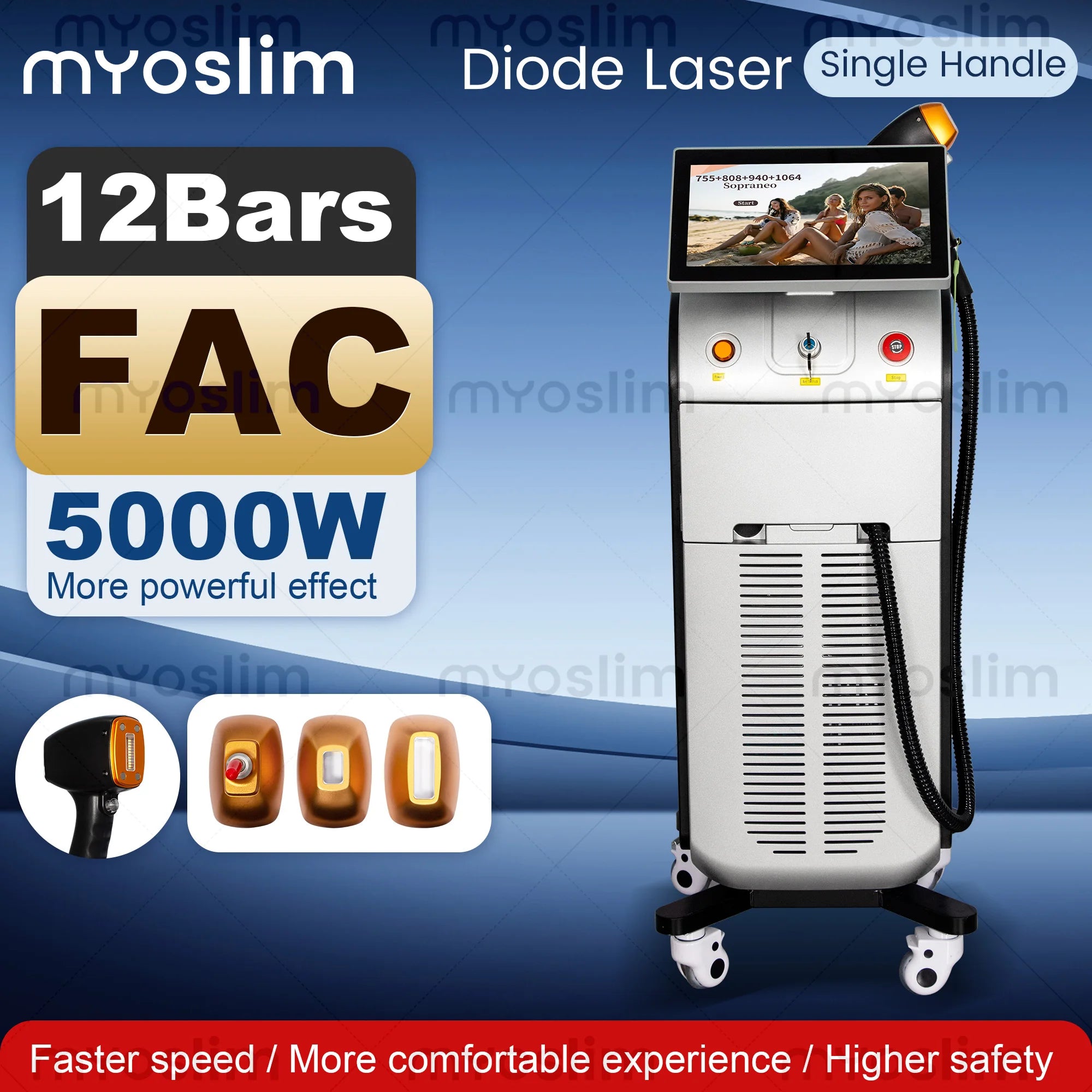 Machine Laser Diode Professionnelle 5000W – 4 Longueurs d'Onde 755/808/940/1064nm + Picoseconde – Épilation & Soin Peau Institut