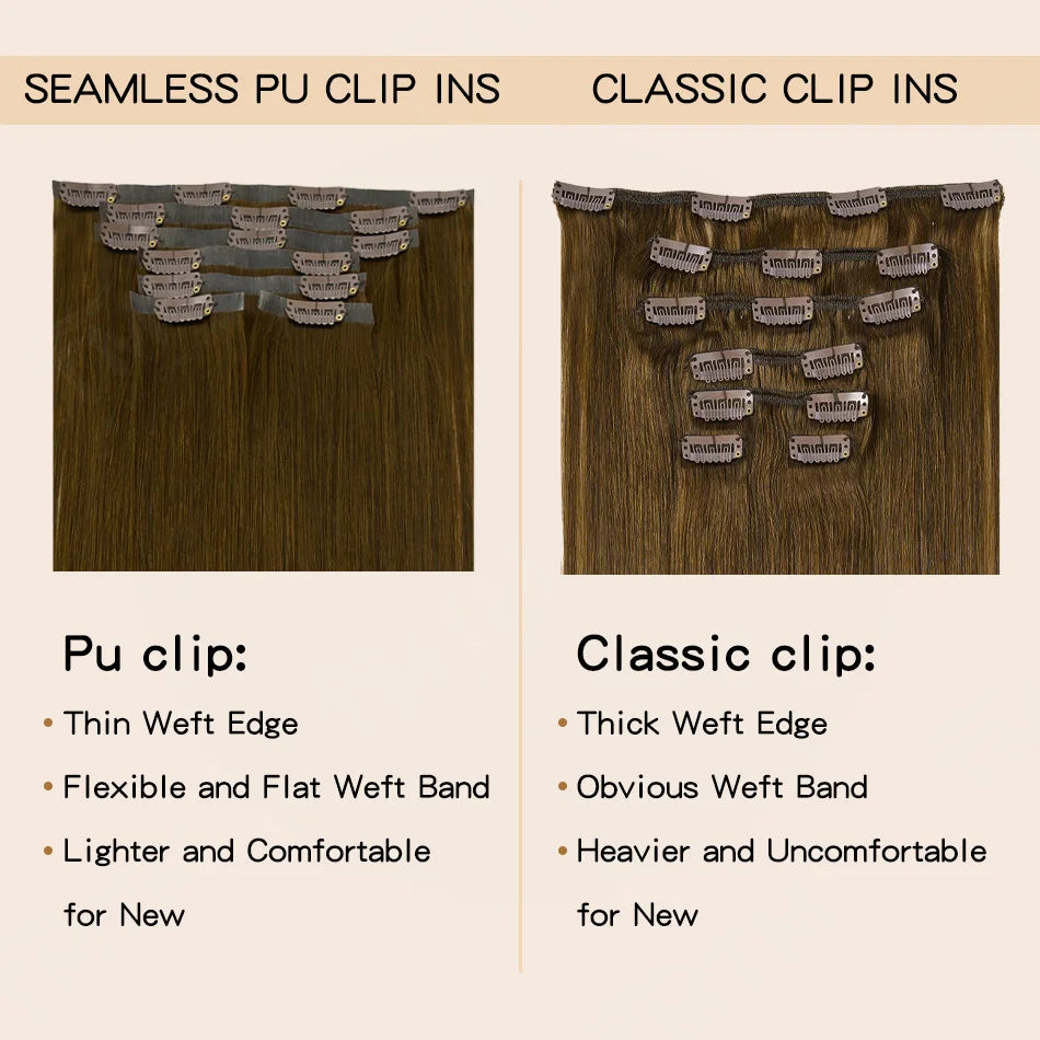 Extensions Cheveux Clip PU Invisibles 7 Pcs – CLEVI Paris