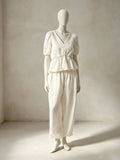 Ensemble femme col V et pantalon large – CLEVI Paris
