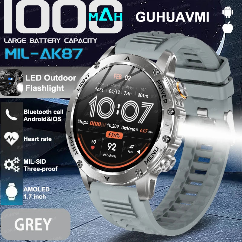 Montre connectée AK87 AMOLED avec lampe LED – CLEVI Paris