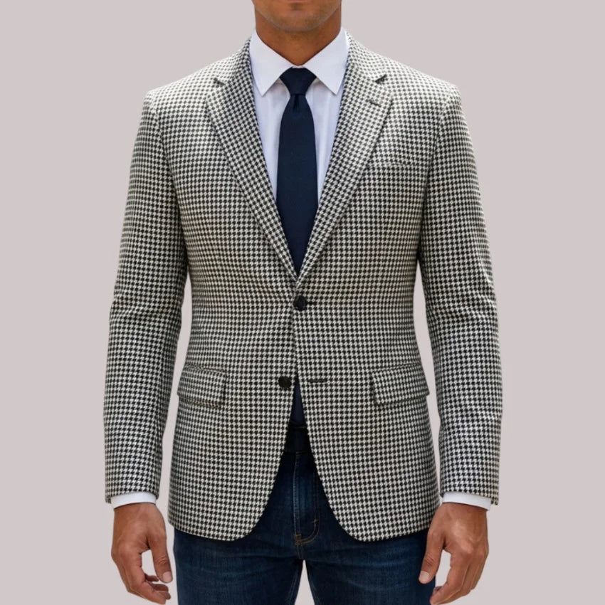 Blazer homme pied-de-poule, coupe ajustée – CLEVI Paris