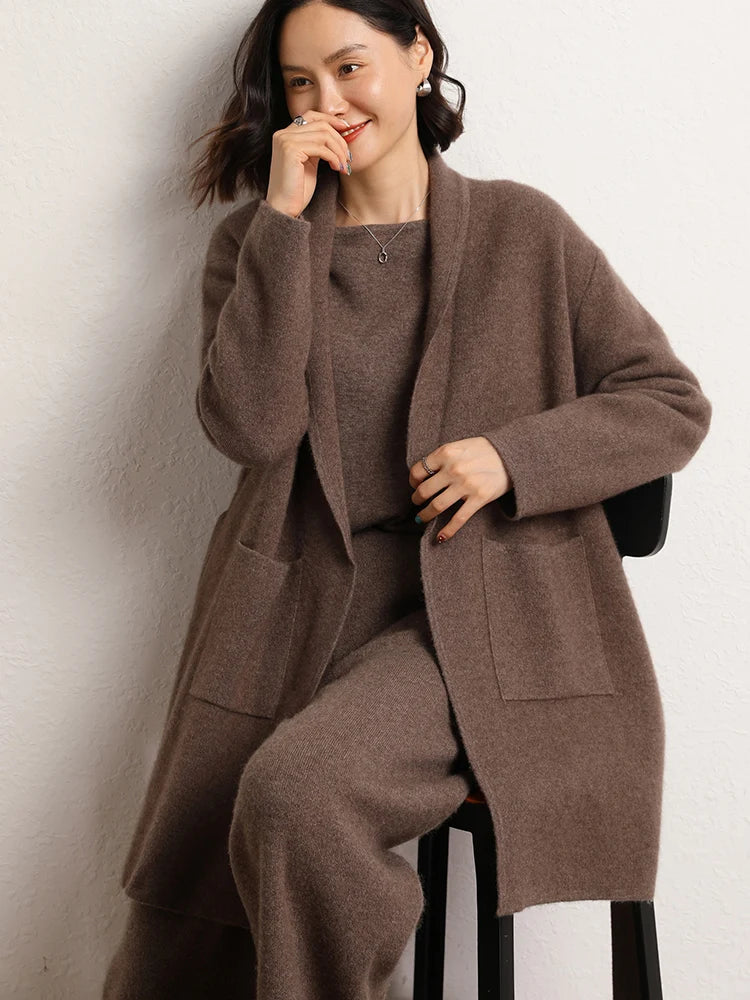 Cardigan femme en cachemire ceinturé – CLEVI Paris