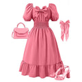 Robe fille rose à manches lanterne – CLEVI Paris