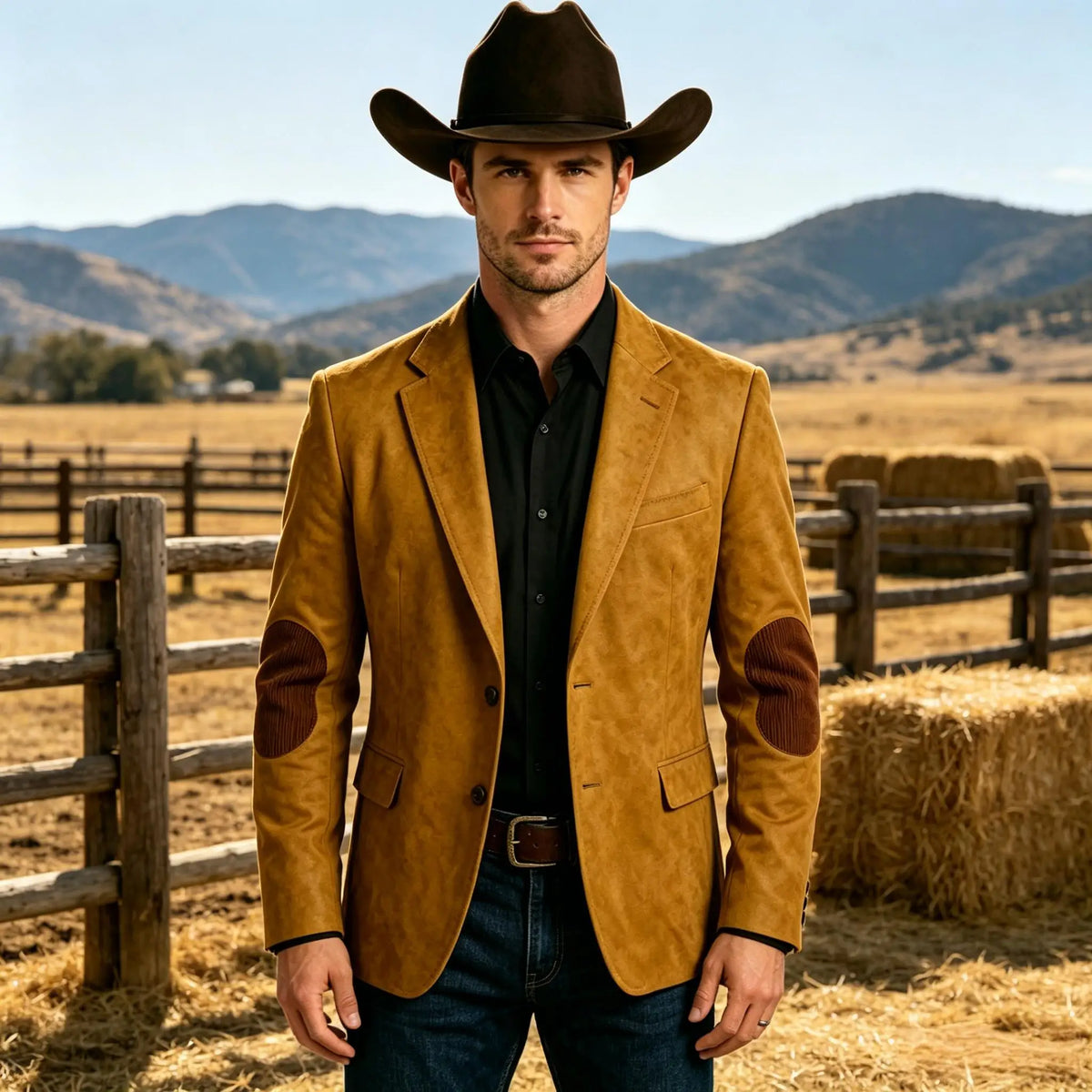 Blazer homme effet daim style western – CLEVI Paris