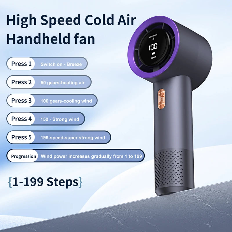 Ventilateur à main rechargeable 100 vitesses USB – CLEVI Paris