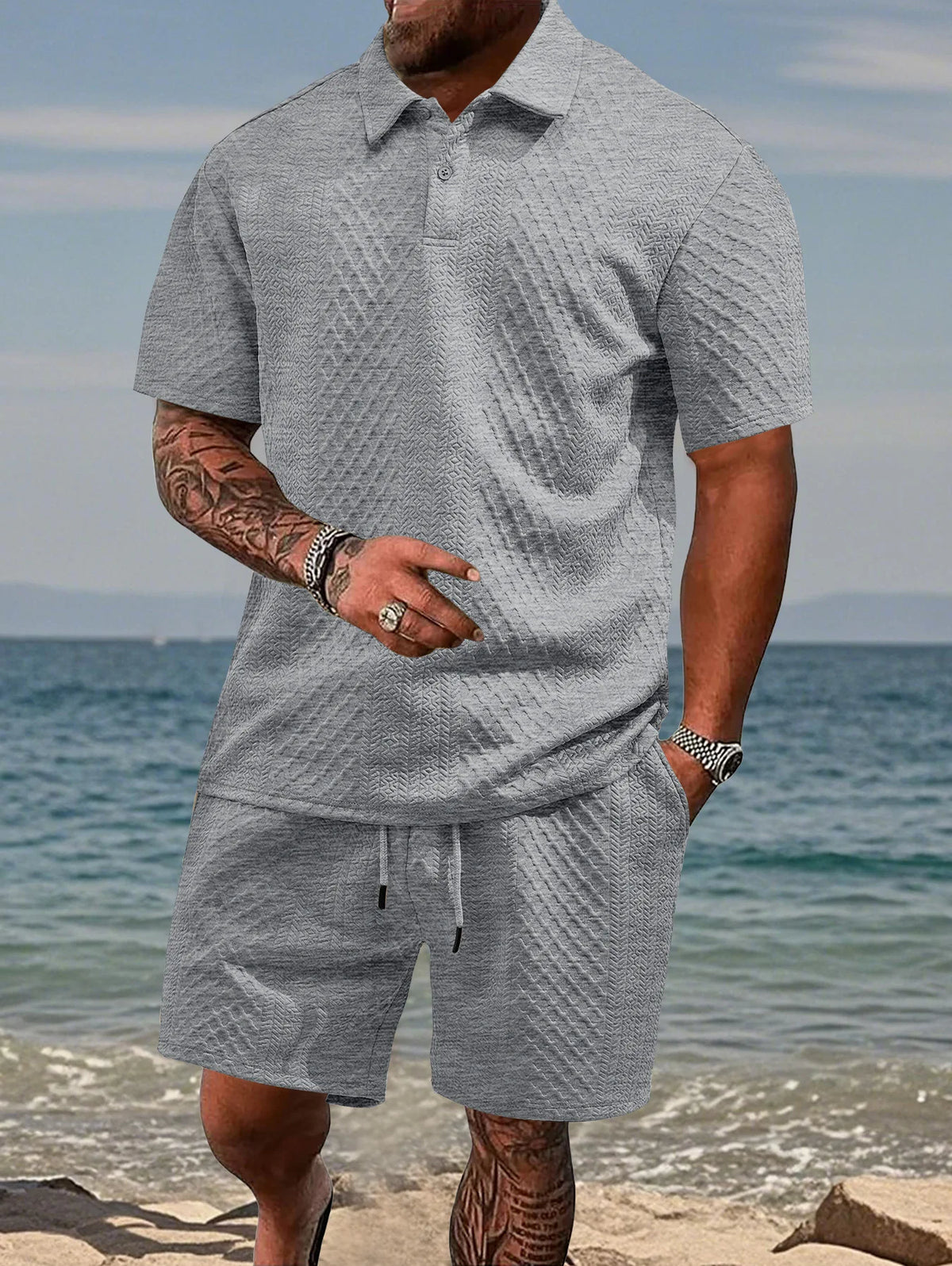 Ensemble homme polo et short de plage – CLEVI Paris