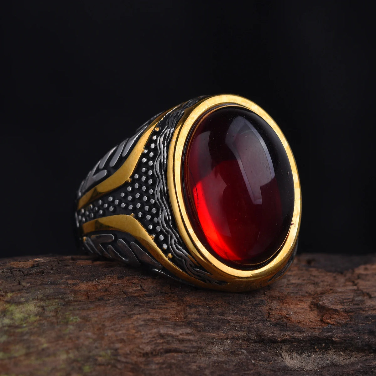 Bague Homme Pierre Acier Inoxydable Vintage – CLEVI Paris