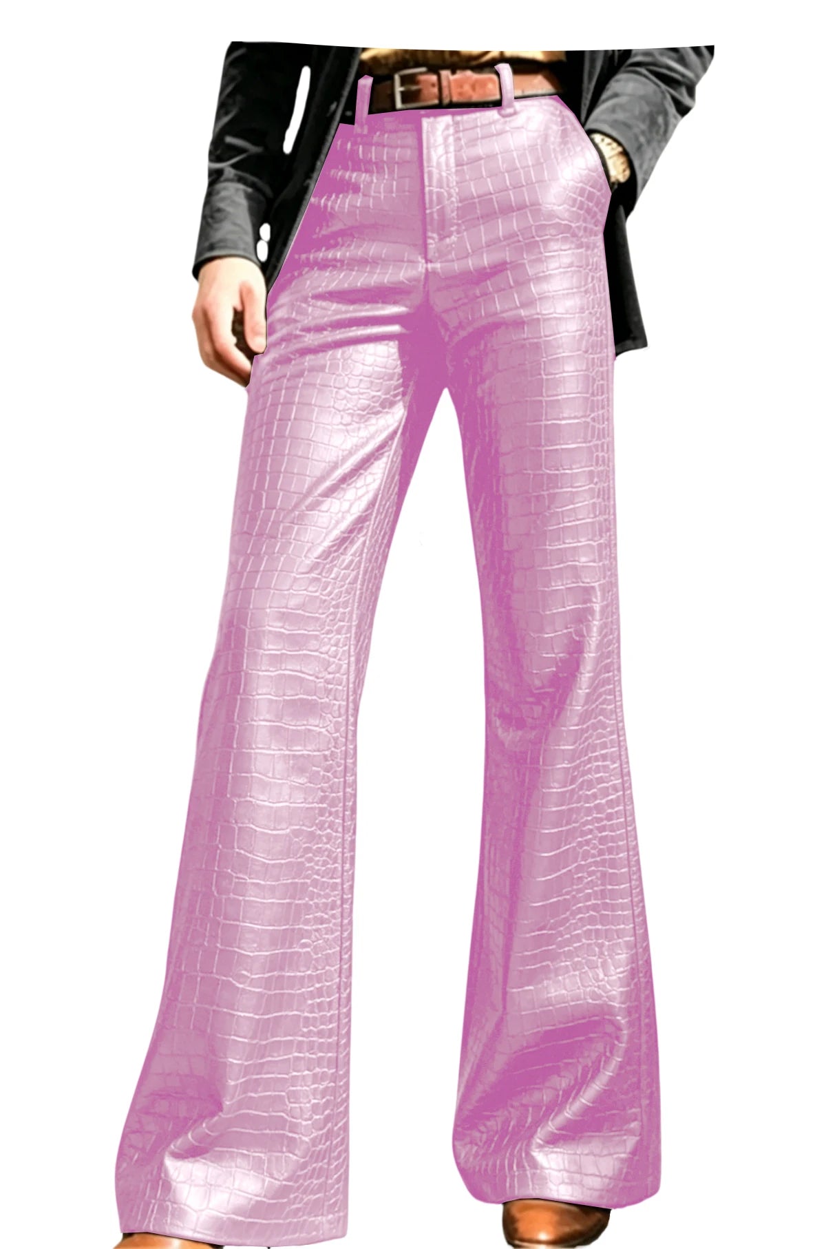 Pantalon évasé effet crocodile homme – CLEVI Paris