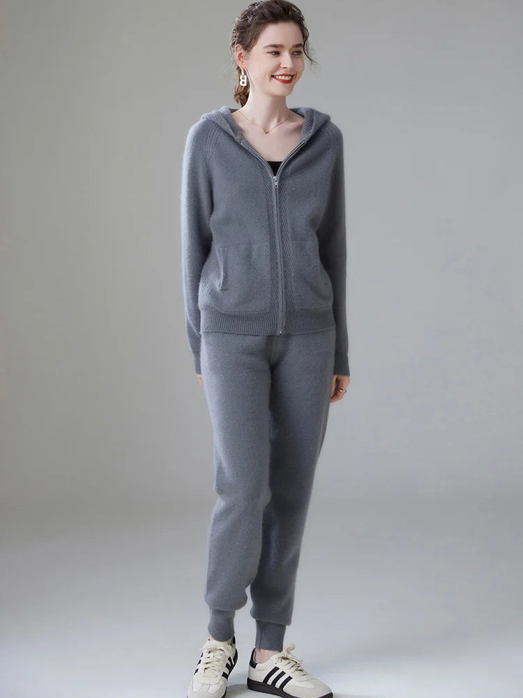 Ensemble femme en maille, cardigan et pantalon – CLEVI Paris