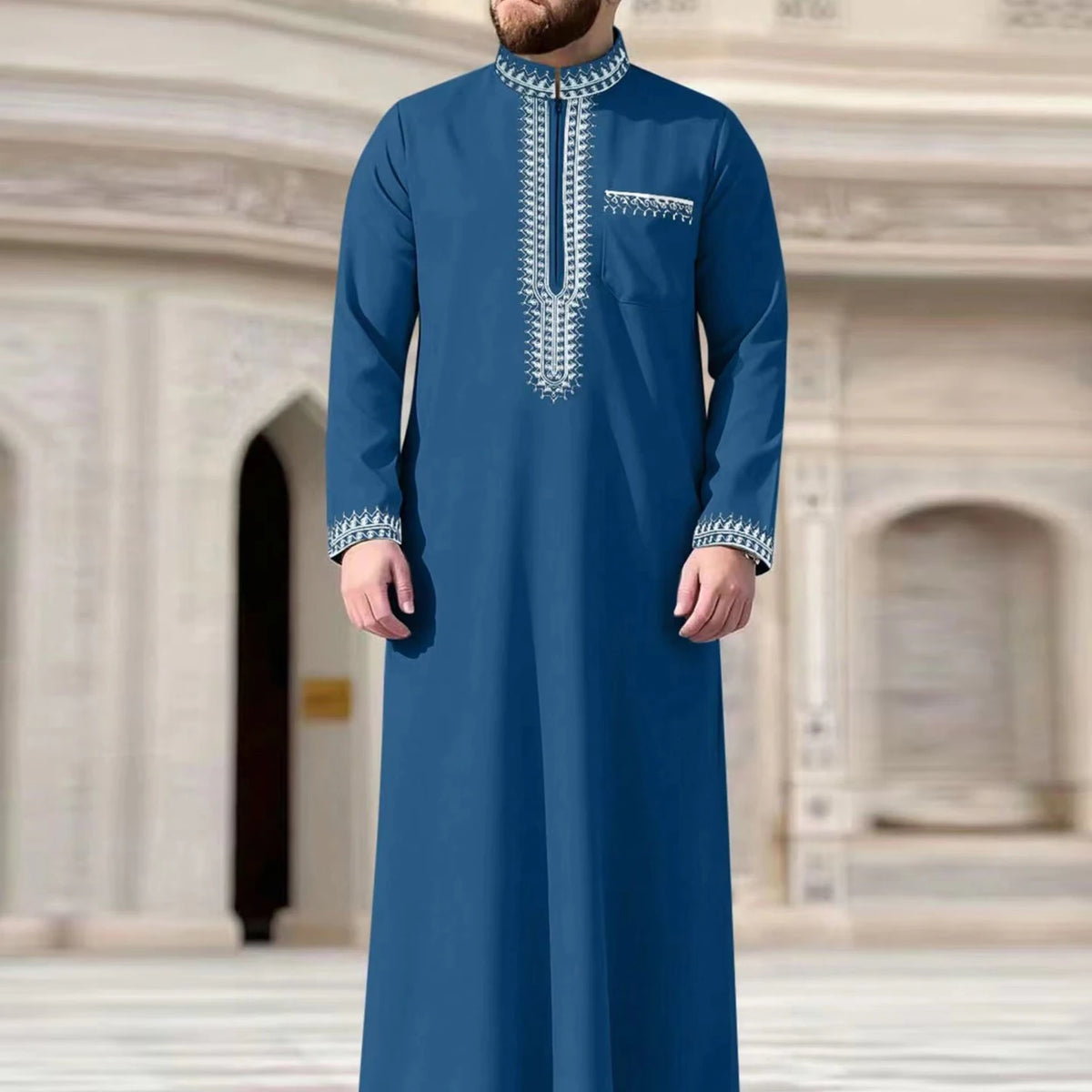 Ensemble Kaftan Africain Homme 2 Pièces – Costume Brodé Manches Longues – CLEVI Paris