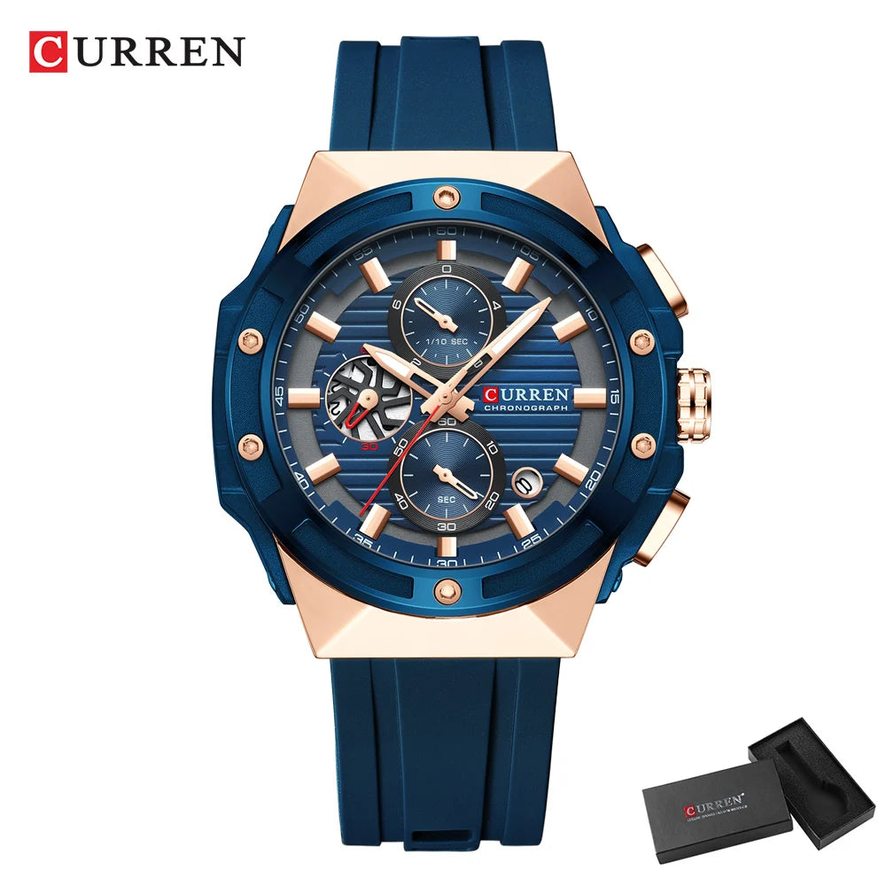 CURREN Montre Quartz Homme Chronographe Silicone Lumineux 45mm Sport – CLEVI Paris