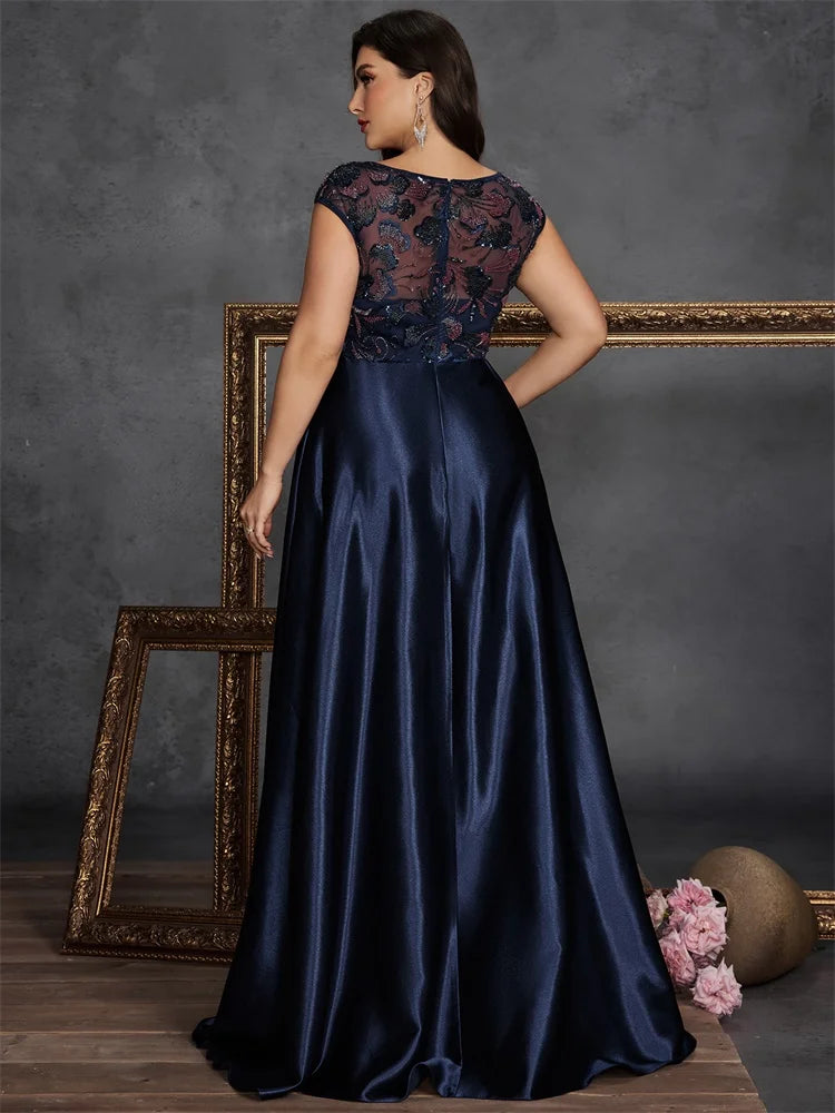 Robe de soirée à sequins col rond sans manches – CLEVI Paris