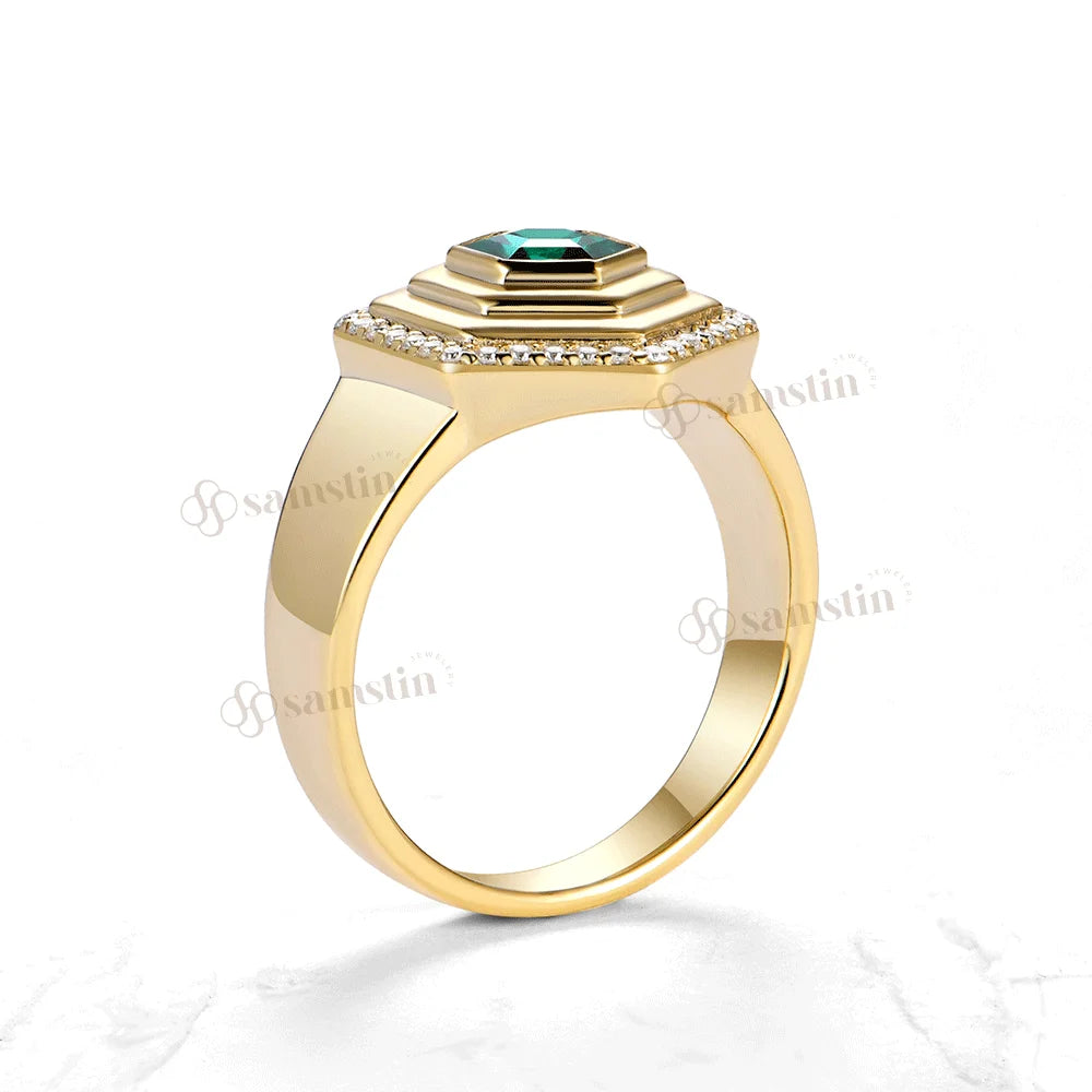 Bague Émeraude Hexagonale Lab Grown Or Solide – CLEVI Paris