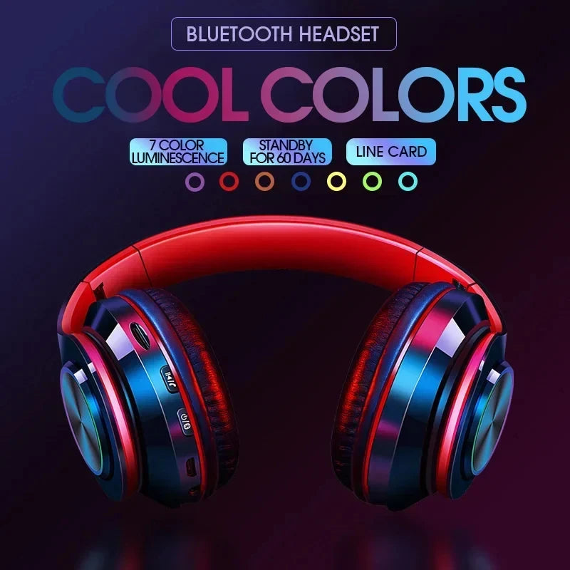 Casque Bluetooth 5.0 LED FM Carte SD Micro Pliable 10h – CLEVI Paris