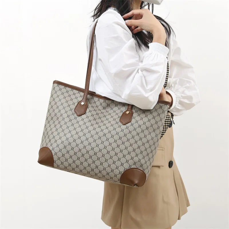Sac Cabas Femme Grande Capacité Rétro PU – CLEVI Paris