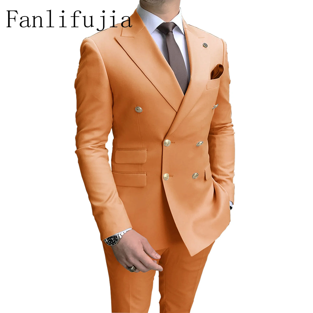 Costume Homme Double Boutonnage Fanlifujia – 2 Pièces Slim Fit Revers Pointe Boutons Dorés – 7 Coloris, XS à 5XL – CLEVI Paris