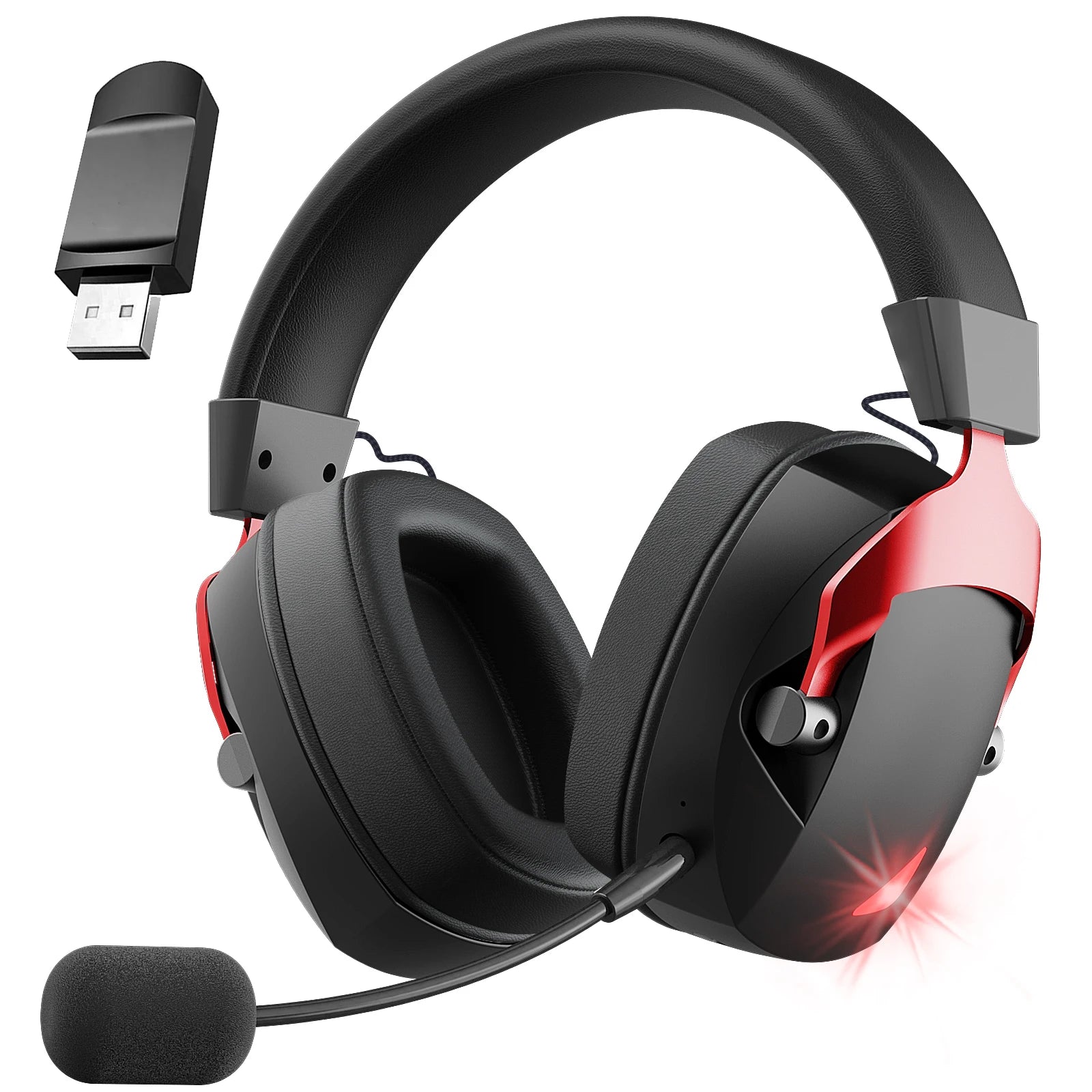 Casque Gaming Acinaci Tri-Mode 2.4G BT 5.3 AUX 50mm Surround 3D LED 36h Micro Détachable – CLEVI Paris