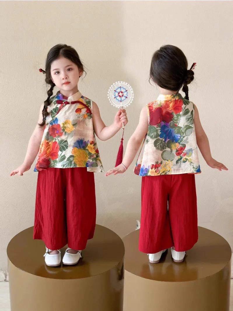 Ensemble de danse fille à motif floral – CLEVI Paris