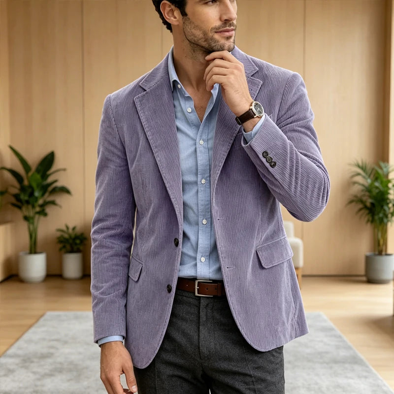 Blazer homme en velours côtelé à 2 boutons – CLEVI Paris
