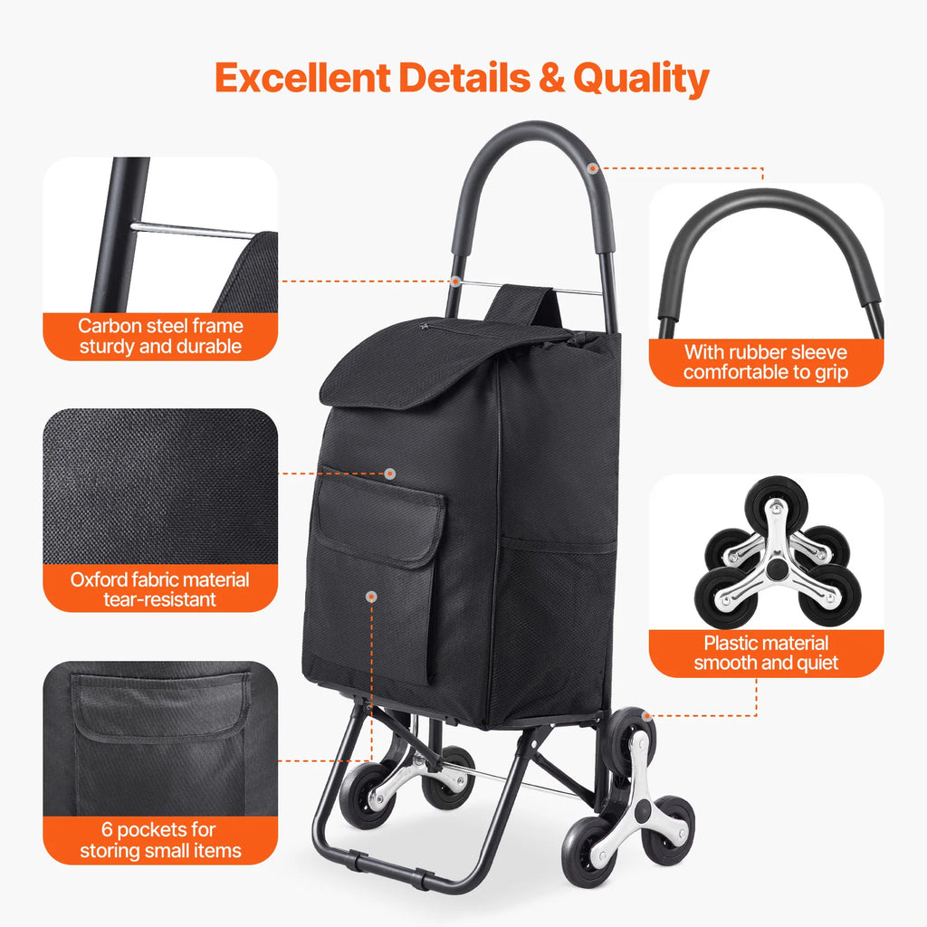 Chariot de courses pliable 36 L monte-escaliers – CLEVI Paris