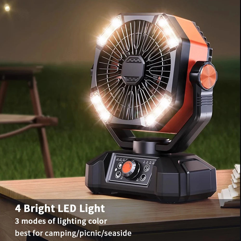 Ventilateur de camping rechargeable 8 vitesses LED – CLEVI Paris