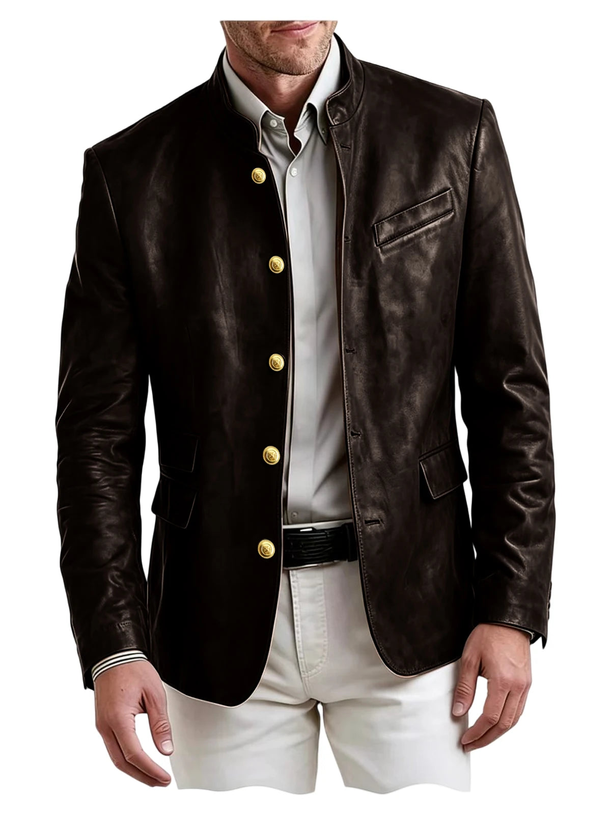 Blazer homme en similicuir, col montant – CLEVI Paris