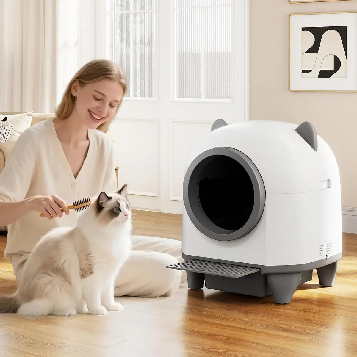 Litière autonettoyante connectée 80 L pour chat – CLEVI Paris