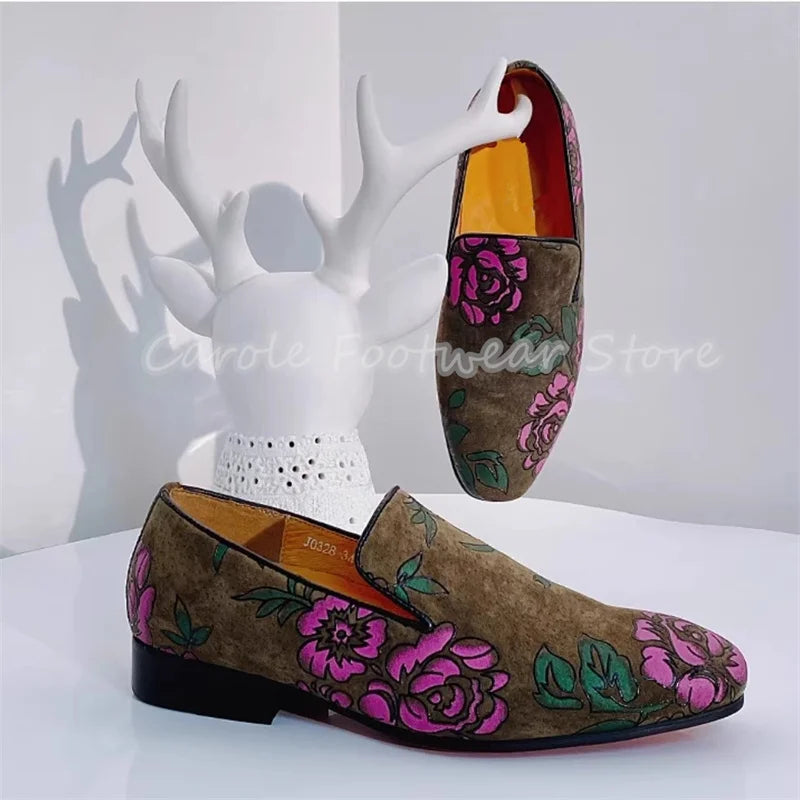 Loafers Cuir Imprimé Floral Homme – CLEVI Paris