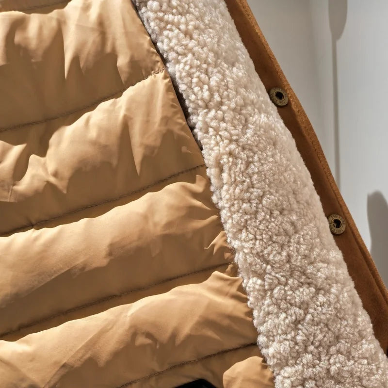 Veste homme en cuir marron à col bouclé – CLEVI Paris